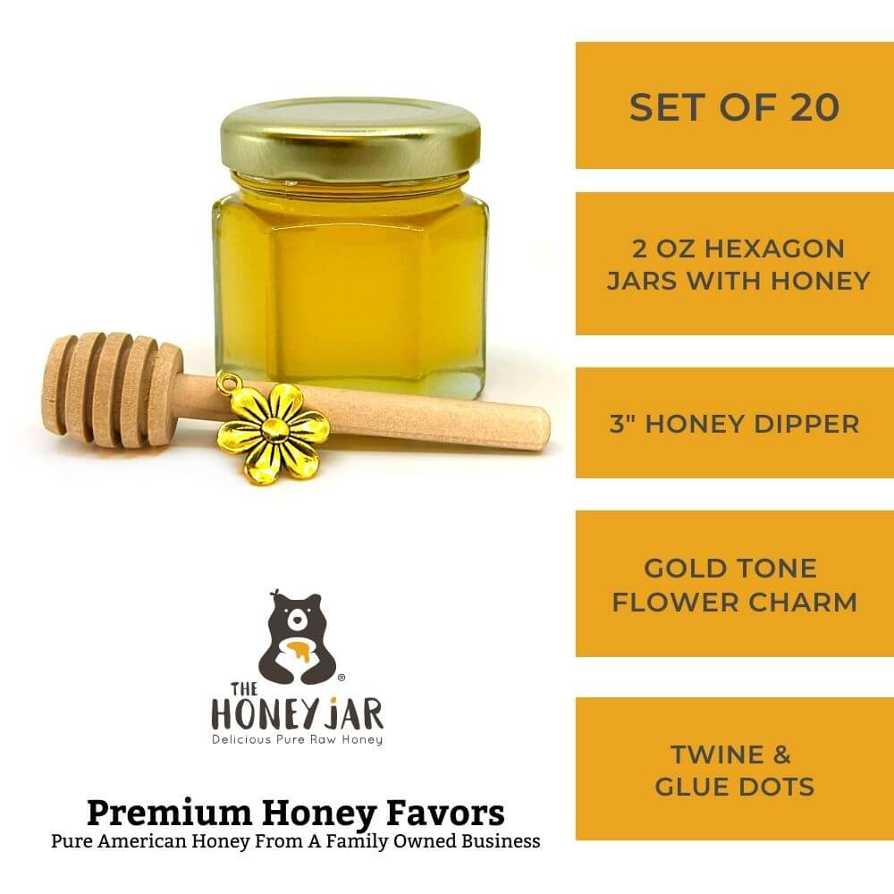 set of 20 honey favors contents
